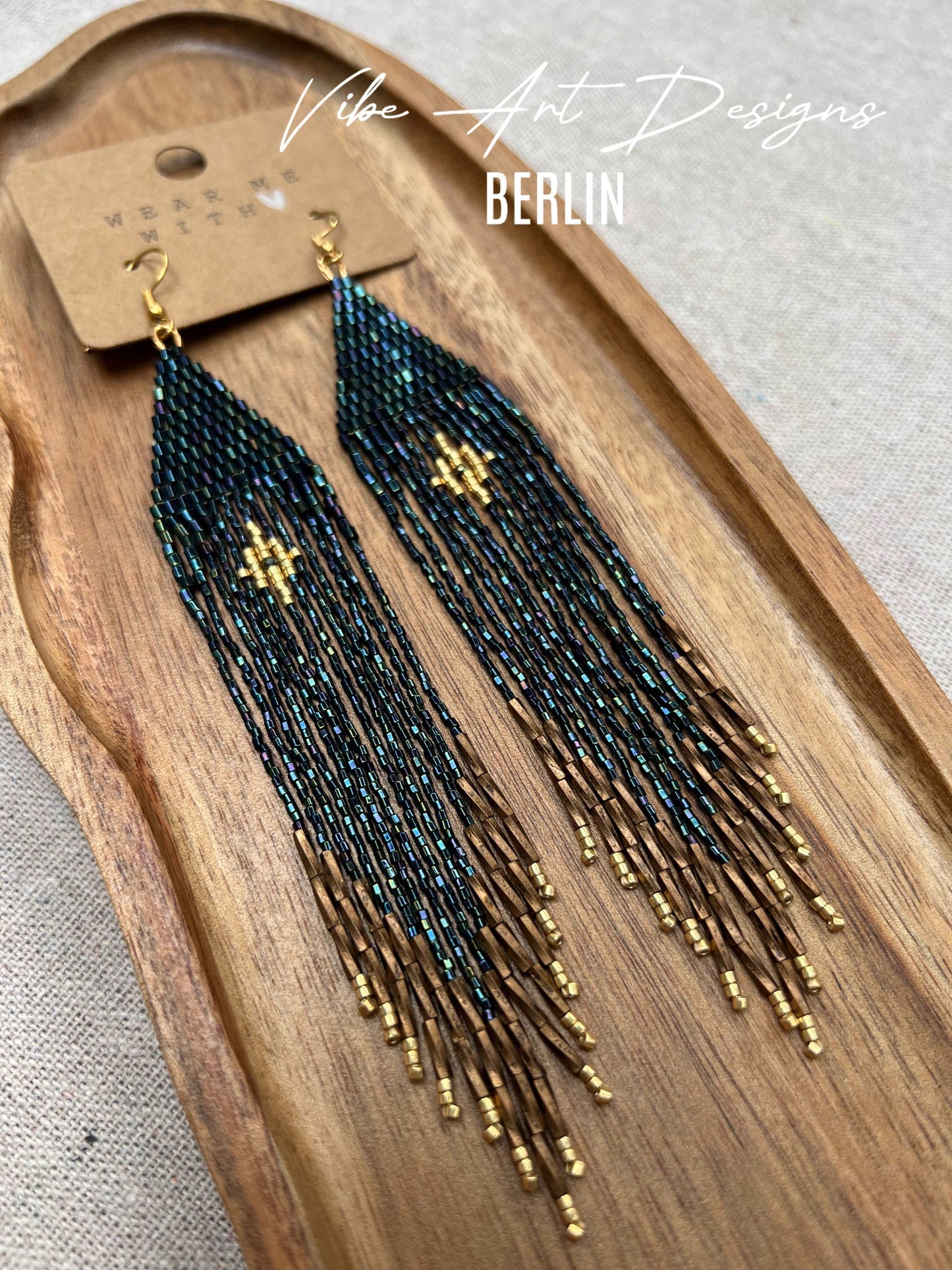 Ohrringe "Mondschein" Boho Inspired Long Handmade Bead Earrings