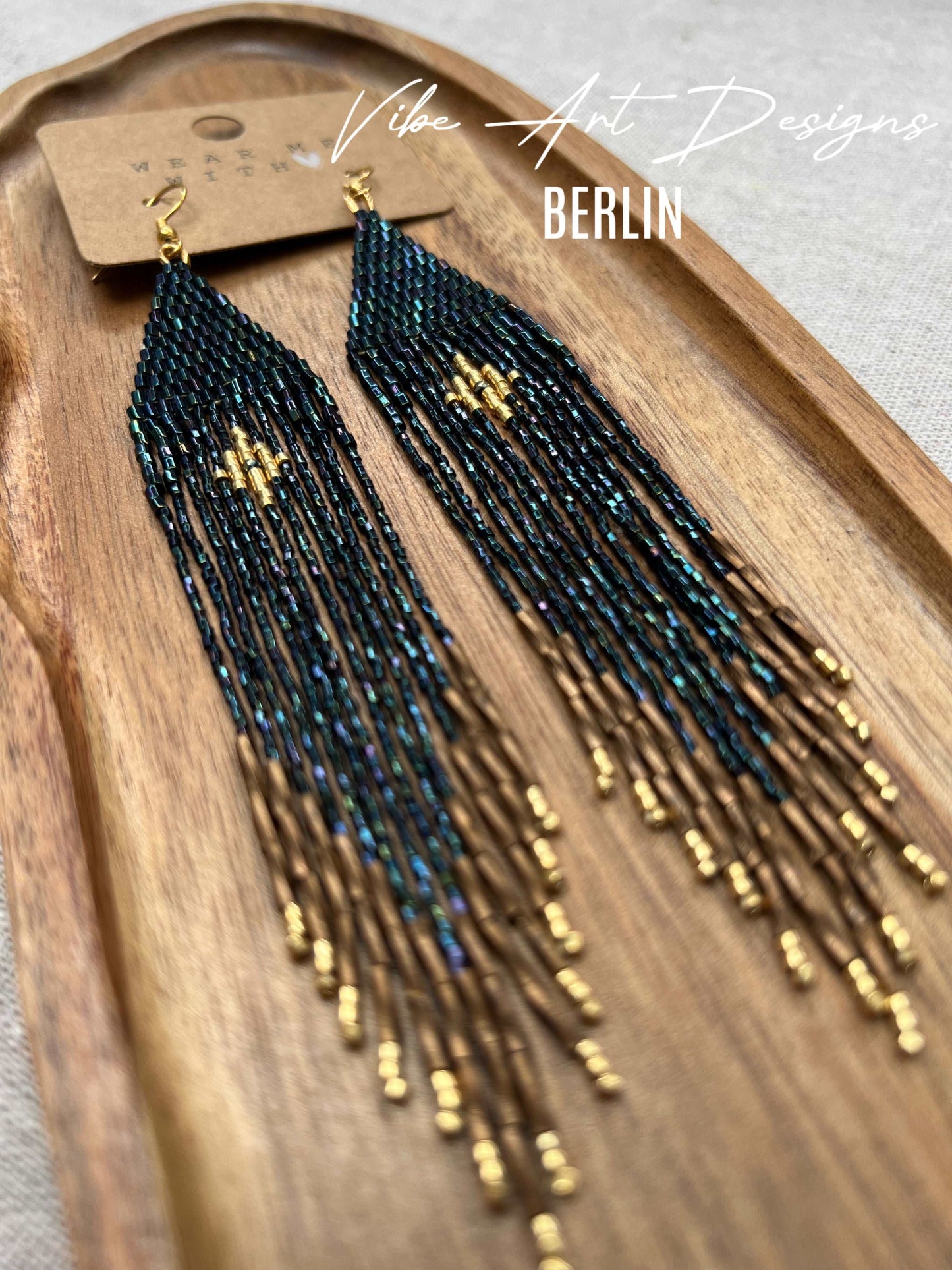 Ohrringe "Mondschein" Handmade Long Beaded Earrings in Boho Style