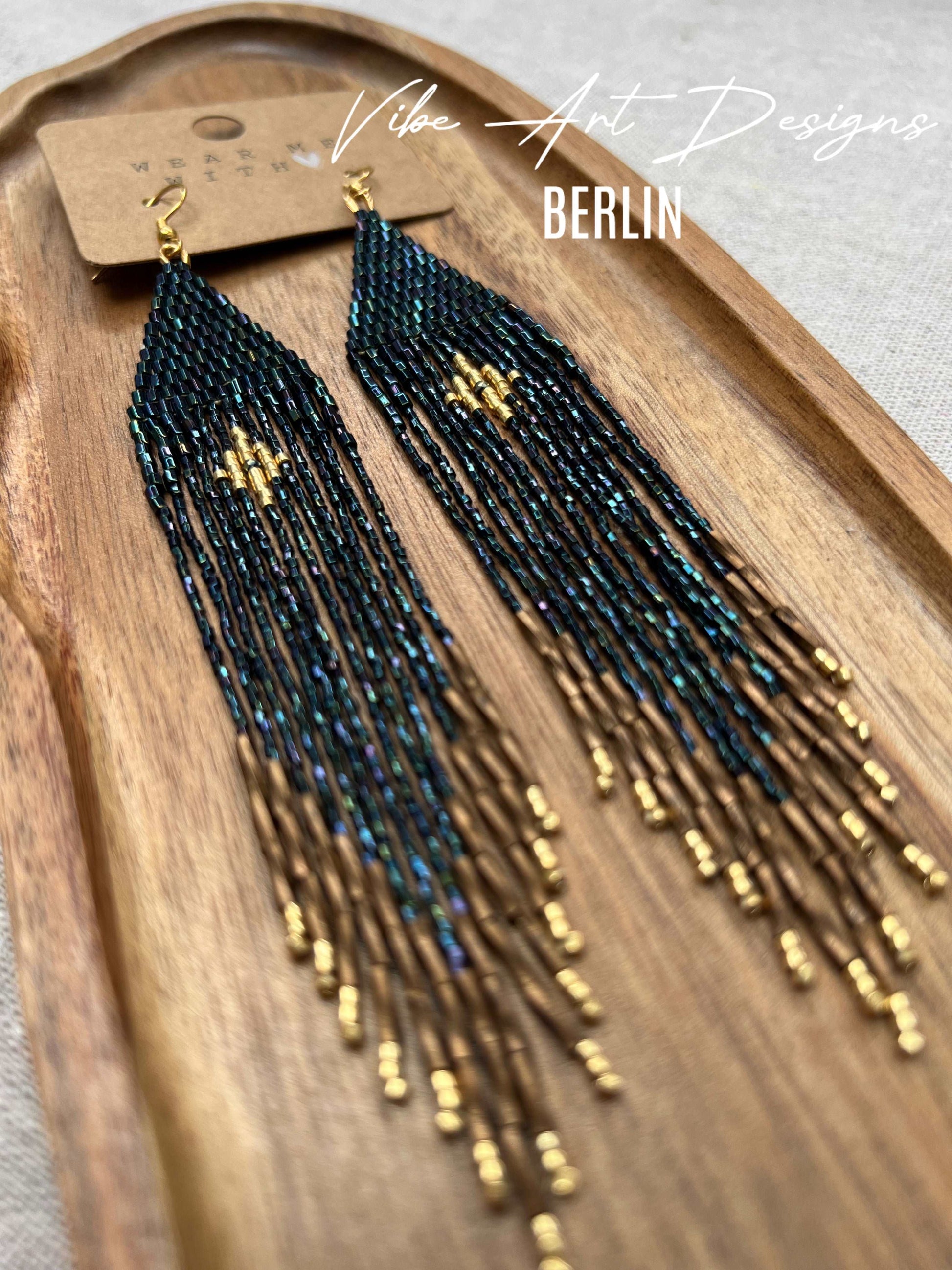 Ohrringe "Mondschein" Handmade Long Beaded Earrings in Boho Style