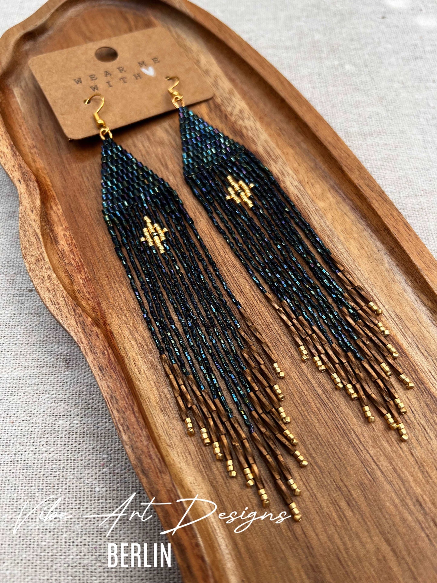 Long Handmade Bead Earrings with Boho Vibes Ohrringe