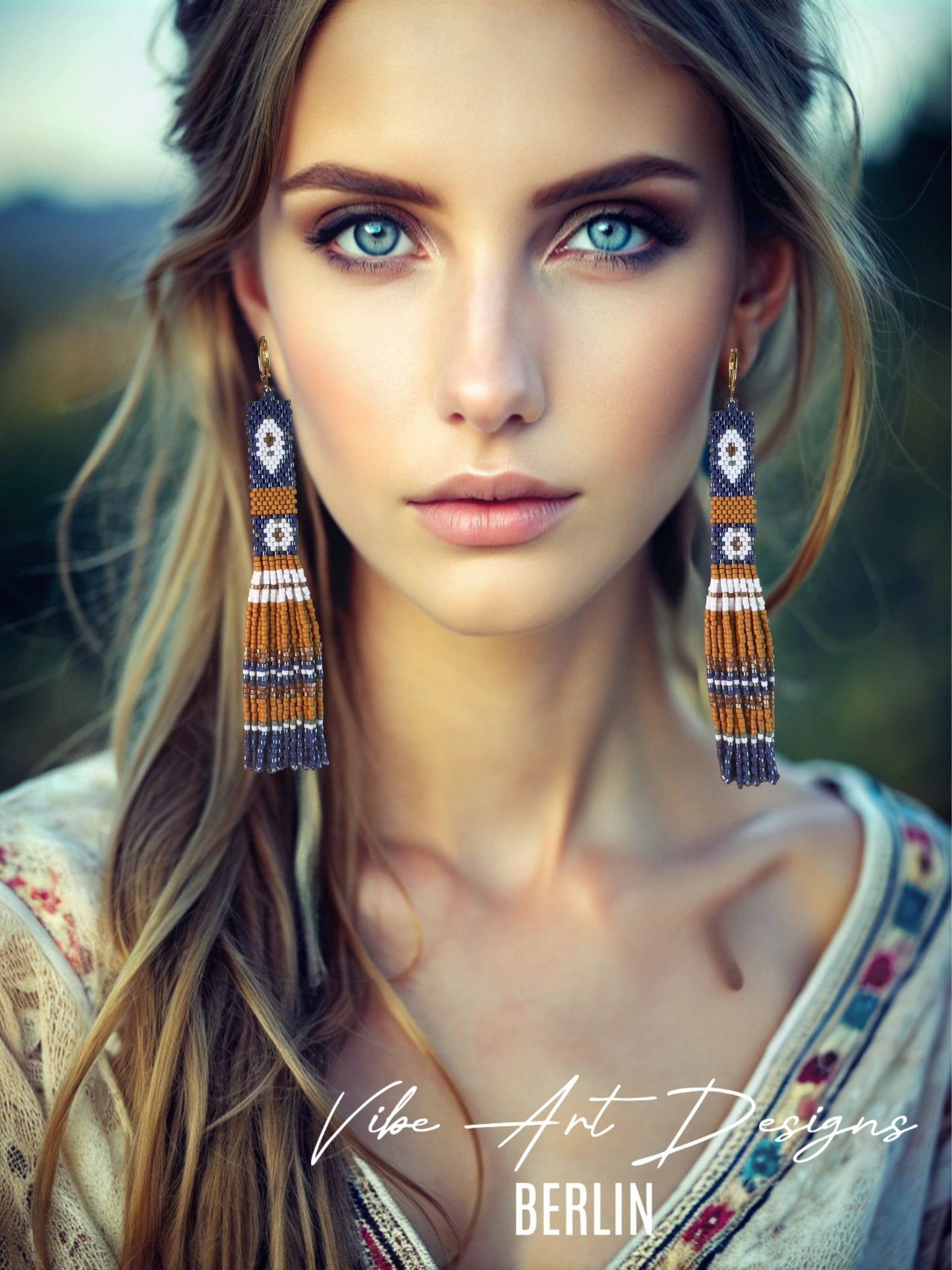 Long fringe earrings. Boho earrings